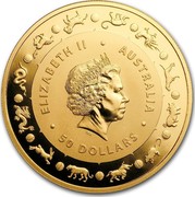 Australia 50 Dollars Lunar Year of the Dog 2018 ELIZABETH II AUSTRALIA 50 DOLLARS IRB coin obverse Australia 50 Dollars Lunar Year of the Dog 2018 ELIZABETH II AUSTRALIA 50 DOLLARS IRB coin obverse