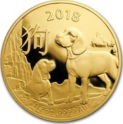 Australia 50 Dollars Lunar Year of the Dog 2018 2018 1/2 OZ .9999 AU coin reverse Australia 50 Dollars Lunar Year of the Dog 2018 2018 1/2 OZ .9999 AU coin reverse