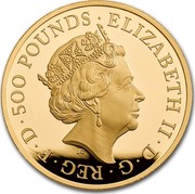 UK 500 Pounds Britannia 2017 ELIZABETH II D G REG F D 500 POUNDS J.C coin obverse
