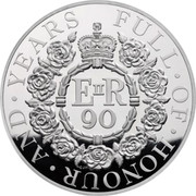 UK 500 Pounds Queen Elizabeth II 90th Birthday 2016 Proof E II R 90 FULL OF HONOUR AND YEARS CJH coin reverse UK 500 Pounds Queen Elizabeth II 90th Birthday 2016 Proof E II R 90 FULL OF HONOUR AND YEARS CJH coin reverse