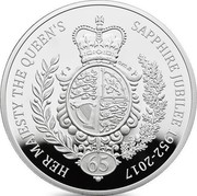 UK 500 Pounds Queen Elizabeth II Sapphire Jubilee 2017 HER MAJESTY THE QUEEN'S SAPPHIRE JUBILEE 1952-2017 coin reverse UK 500 Pounds Queen Elizabeth II Sapphire Jubilee 2017 HER MAJESTY THE QUEEN'S SAPPHIRE JUBILEE 1952-2017 coin reverse