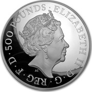 UK 500 Pounds Queen's Beast Lion 2017 ELIZABETH II D G REG F D 500 POUNDS J.C coin obverse