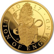 UK 500 Pounds Queen's Beast Lion 2017 20 17 LION OF ENGLAND JC coin reverse