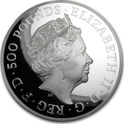 UK 500 Pounds Queen's Beast Unicorn 2017 ELIZABETH II D G REG F D 500 POUNDS J.C coin obverse