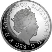 UK 500 Pounds Year of the Dog 2018 Proof ELIZABETH II D G REG F D 500 POUNDS J.C coin obverse UK 500 Pounds Year of the Dog 2018 Proof ELIZABETH II D G REG F D 500 POUNDS J.C coin obverse