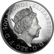 UK 500 Pounds Year of the Monkey 2016 Proof ELIZABETH II D G REG F D 500 POUNDS J.C coin obverse UK 500 Pounds Year of the Monkey 2016 Proof ELIZABETH II D G REG F D 500 POUNDS J.C coin obverse
