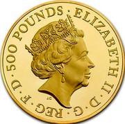 UK 500 Pounds Year of the Monkey 2016 Proof ELIZABETH II D G REG F D 500 POUNDS J.C coin obverse UK 500 Pounds Year of the Monkey 2016 Proof ELIZABETH II D G REG F D 500 POUNDS J.C coin obverse