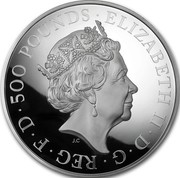 UK 500 Pounds Year of the Rooster 2017 Proof ELIZABETH II D G REG F D 500 POUNDS J.C coin obverse