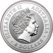 Australia 8 Dollars Year of the Rooster 2005 ELIZABETH II AUSTRALIA 8 DOLLARS IRB coin obverse