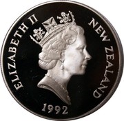 New Zealand Five Dollars 25th Anniversary of Decimal Currency 1992 KM# 82 ELIZABETH II NEW ZEALAND 1992 RDM coin obverse New Zealand Five Dollars 25th Anniversary of Decimal Currency 1992 KM# 82 ELIZABETH II NEW ZEALAND 1992 RDM coin obverse
