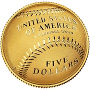 USA Five Dollars National Baseball Hall of Fame 2014 W KM# 578 UNITED STATES OF AMERICA FIVE DOLLARS E PLURIBUS UNUM W coin reverse