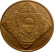 UK Five Pounds The 450th anniversary of the accession of Elizabeth I ND (2008) Proof KM# 1104b ELIZABETH REGINA MDLVIII MMVIII coin reverse