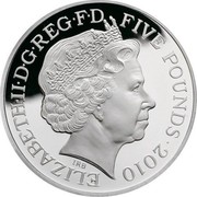 UK Five Pounds Tolerance - Abolition of Slavery 2010 Proof ELIZABETH∙II∙D∙G∙REG∙F∙D FIVE POUNDS 2010 IRB coin obverse