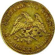 USA Half Eagle 1849 KM# 41.2 Norris, Greig, & Norris CALIFORNIA GOLD WITHOUT ALLOY coin obverse