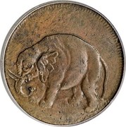 USA Halfpenny 1664 KM# Tn1.2 Elephant Tokens - coin obverse USA Halfpenny 1664 KM# Tn1.2 Elephant Tokens - coin obverse