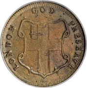 USA Halfpenny 1664 KM# Tn1.2 Elephant Tokens : LONDON : GOD : PRESERVE : * coin reverse USA Halfpenny 1664 KM# Tn1.2 Elephant Tokens : LONDON : GOD : PRESERVE : * coin reverse
