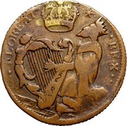 USA Halfpenny Mark Newby 1682 KM# 2 FLOREAT REX IIII II coin obverse USA Halfpenny Mark Newby 1682 KM# 2 FLOREAT REX IIII II coin obverse