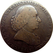 UK Halfpenny (Cheshire - Charles Roe Copper Works) CHARLES ROE ESTABLISHED THE COPPER WORKS coin obverse UK Halfpenny (Cheshire - Charles Roe Copper Works) CHARLES ROE ESTABLISHED THE COPPER WORKS coin obverse
