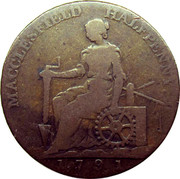 UK Halfpenny (Cheshire - Charles Roe Copper Works) MACCLESFIELD HALFPENNY coin reverse UK Halfpenny (Cheshire - Charles Roe Copper Works) MACCLESFIELD HALFPENNY coin reverse