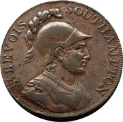 UK Halfpenny (Hampshire - Portsmouth / W. Taylor) SR. BEVOIS SOUTHAMPTON coin obverse UK Halfpenny (Hampshire - Portsmouth / W. Taylor) SR. BEVOIS SOUTHAMPTON coin obverse
