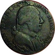 UK Halfpenny John Wilkinson - Camac Kyan and Camac ND (1780-)  IOHN WILKINSON IRON MASTER coin obverse UK Halfpenny John Wilkinson - Camac Kyan and Camac ND (1780-)  IOHN WILKINSON IRON MASTER coin obverse