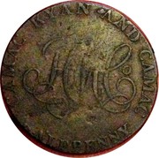 UK Halfpenny John Wilkinson - Camac Kyan and Camac ND (1780-)  CAMAC KYAN AND CAMAC HALFPENNY coin reverse UK Halfpenny John Wilkinson - Camac Kyan and Camac ND (1780-)  CAMAC KYAN AND CAMAC HALFPENNY coin reverse