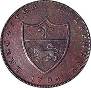UK Halfpenny (Lancashire - John of Gaunt) LANCASTER HALFPENNY. 1794 coin reverse UK Halfpenny (Lancashire - John of Gaunt) LANCASTER HALFPENNY. 1794 coin reverse
