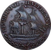 UK Halfpenny (Lancashire - Liverpool / Duke of Lancaster) LIVERPOOL HALFPENNY coin obverse UK Halfpenny (Lancashire - Liverpool / Duke of Lancaster) LIVERPOOL HALFPENNY coin obverse