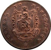 UK Halfpenny (Lancashire - Manchester / I. Fielding) SUCCESS TO NAVIGATION SIC DONEC coin reverse UK Halfpenny (Lancashire - Manchester / I. Fielding) SUCCESS TO NAVIGATION SIC DONEC coin reverse
