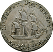 UK Halfpenny (Liverpool / Sailing Ship) LIVERPOOL HALFPENNY coin obverse UK Halfpenny (Liverpool / Sailing Ship) LIVERPOOL HALFPENNY coin obverse