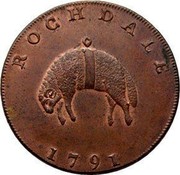 UK Halfpenny (Rochdale / J. Kershaw) ROCHDALE 1791 coin obverse UK Halfpenny (Rochdale / J. Kershaw) ROCHDALE 1791 coin obverse