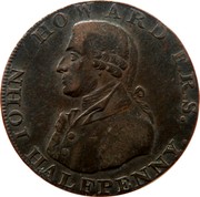 UK Halfpenny Somerset - Bath / John Howard ND (1794)  IOHN HOWARD F.R.S. HALFPENNY. coin obverse