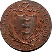 UK Halfpenny Sussex - Hastings 1794  HASTINGS HALFPENNY 1794 coin reverse UK Halfpenny Sussex - Hastings 1794  HASTINGS HALFPENNY 1794 coin reverse