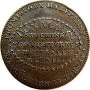 UK Halfpenny (Warwickshire - Birmingham / Donald & Co) PROMISSORY HALFPENNY PAYABLE AT NOTTM OR DONALD & CO STOCKING MAUNUFACTURERS WHOLESALE & RETAIL. coin obverse UK Halfpenny (Warwickshire - Birmingham / Donald & Co) PROMISSORY HALFPENNY PAYABLE AT NOTTM OR DONALD & CO STOCKING MAUNUFACTURERS WHOLESALE & RETAIL. coin obverse