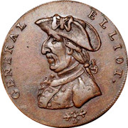 UK Halfpenny (Warwickshire - Birmingham / General Elliot) GENERAL ELLIOT. coin obverse UK Halfpenny (Warwickshire - Birmingham / General Elliot) GENERAL ELLIOT. coin obverse