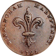 UK Halfpenny (Warwickshire - Birmingham / General Elliot) BIRMINGHAM HALFPENNY. 1792 coin reverse UK Halfpenny (Warwickshire - Birmingham / General Elliot) BIRMINGHAM HALFPENNY. 1792 coin reverse