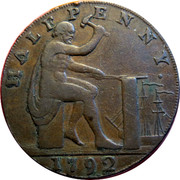 UK Halfpenny (Warwickshire - Shakespeare) HALFPENNY 1792 coin reverse UK Halfpenny (Warwickshire - Shakespeare) HALFPENNY 1792 coin reverse