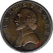 UK Halfpenny (Warwickshire - Stratford / Shakespeare) SHAKESPEARE coin obverse