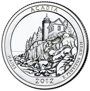 USA Quarter Dollar Acadia National Park 2012 D KM# 521 ACADIA MAINE E PLURIBUS UNUM coin reverse USA Quarter Dollar Acadia National Park 2012 D KM# 521 ACADIA MAINE E PLURIBUS UNUM coin reverse