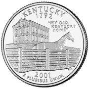 USA Quarter Dollar Kentucky 2001 D KM# 322 KENTUCKY 1792 E PLURIBUS UNUM "MY OLD KENTUCKY HOME" coin reverse USA Quarter Dollar Kentucky 2001 D KM# 322 KENTUCKY 1792 E PLURIBUS UNUM "MY OLD KENTUCKY HOME" coin reverse