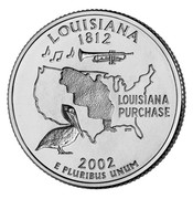 USA Quarter Dollar Louisiana 2002 D KM# 333 LOUISIANA 1812 E PLURIBUS UNUM LOUISIANA PURCHASE coin reverse
