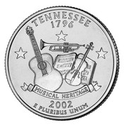 USA Quarter Dollar Tennessee 2002 D KM# 331 TENNESSEE 1796 E PLURIBUS UNUM MUSICAL HERITAGE coin reverse