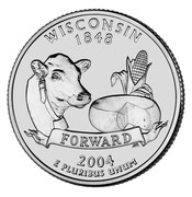 USA Quarter Dollar Wisconsin 2004 D KM# 359 WISCONSIN 1848 E PLURIBUS UNUM FORWARD coin reverse USA Quarter Dollar Wisconsin 2004 D KM# 359 WISCONSIN 1848 E PLURIBUS UNUM FORWARD coin reverse