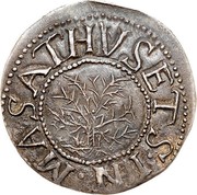 USA Shilling Willow Tree 1652 KM# 10 MASATHVSETS IN coin obverse USA Shilling Willow Tree 1652 KM# 10 MASATHVSETS IN coin obverse