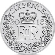 UK Sixpence (Crowned Royal Monogram) SIXPENCE 20 16 E II R JB coin reverse UK Sixpence (Crowned Royal Monogram) SIXPENCE 20 16 E II R JB coin reverse