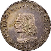 USA VI Pence Lord Baltimore 1659 KM# 4 CAECILIVS : Dns : TERRAE - MARIAE : &C ∙ coin obverse USA VI Pence Lord Baltimore 1659 KM# 4 CAECILIVS : Dns : TERRAE - MARIAE : &C ∙ coin obverse