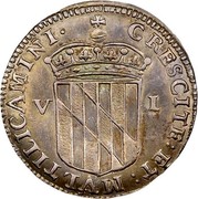USA VI Pence Lord Baltimore 1659 KM# 4 CRESCITE : ET : MVLTIPLICAMINI ∙VI coin reverse USA VI Pence Lord Baltimore 1659 KM# 4 CRESCITE : ET : MVLTIPLICAMINI ∙VI coin reverse