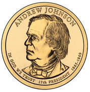 USA $1 Andrew Johnson 2011 P KM# 499 ANDREW JOHNSON IN GOD WE TRUST 17TH PRESIDENT 1865-1869 coin obverse USA $1 Andrew Johnson 2011 P KM# 499 ANDREW JOHNSON IN GOD WE TRUST 17TH PRESIDENT 1865-1869 coin obverse