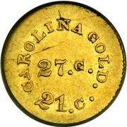 USA 1 Dol California Gold A. Bechtler (1842-52) KM# 83.1 CAROLINA GOLD. 21C. 27. G. coin reverse USA 1 Dol California Gold A. Bechtler (1842-52) KM# 83.1 CAROLINA GOLD. 21C. 27. G. coin reverse