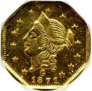 USA 1 Dollar 1871 KM# 13.5 Small size Gold Coins G *YEAR* coin obverse USA 1 Dollar 1871 KM# 13.5 Small size Gold Coins G *YEAR* coin obverse